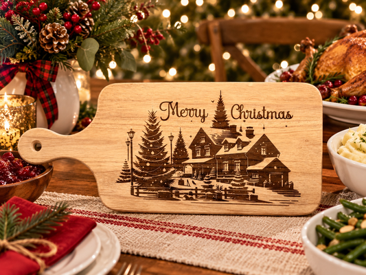 Merry Christmas Engraved Wooden Cutting Board