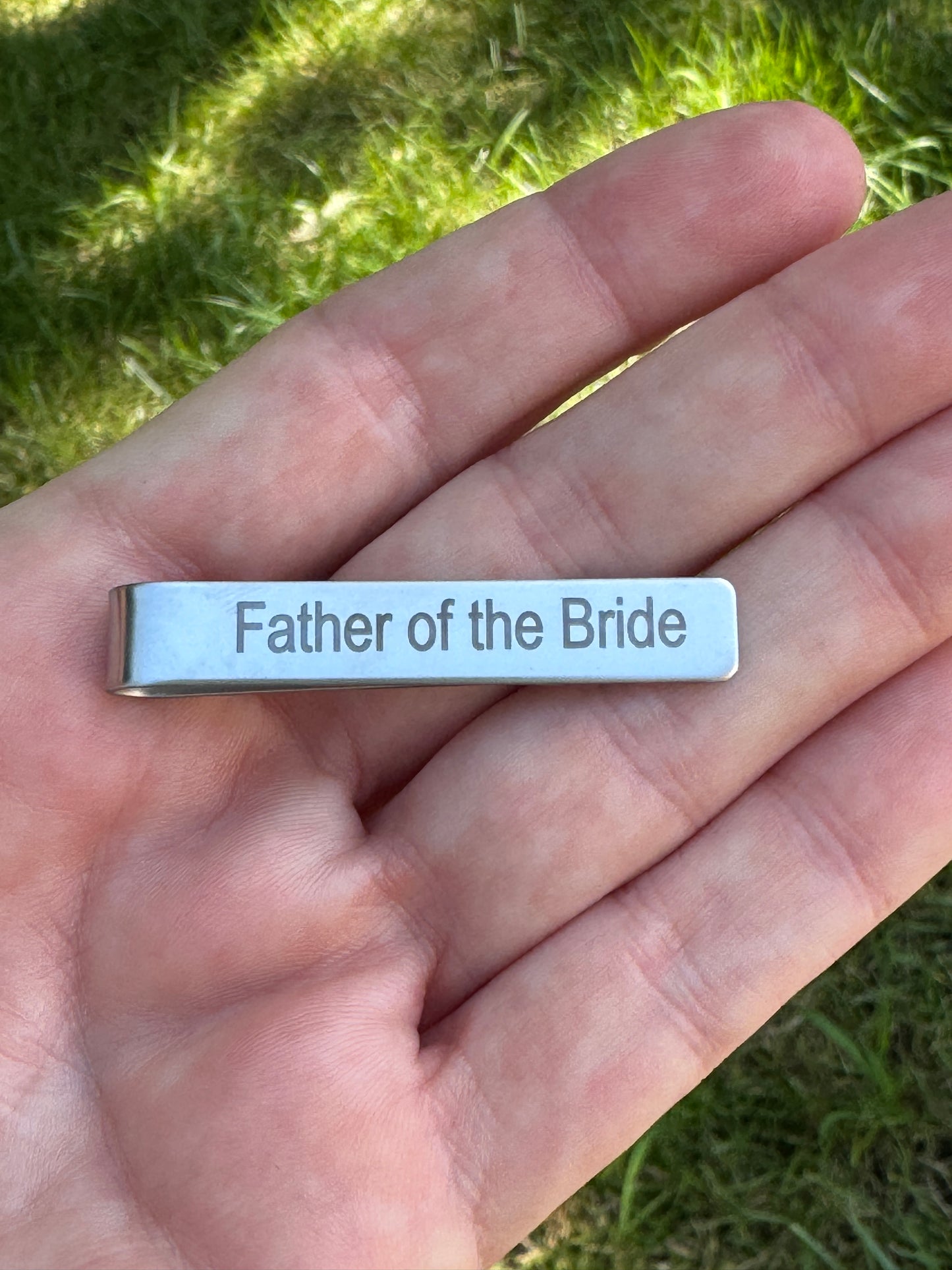 Engraved Stainless Steel Tie Clip – Father of the Bride, Groom, Grandpa & More