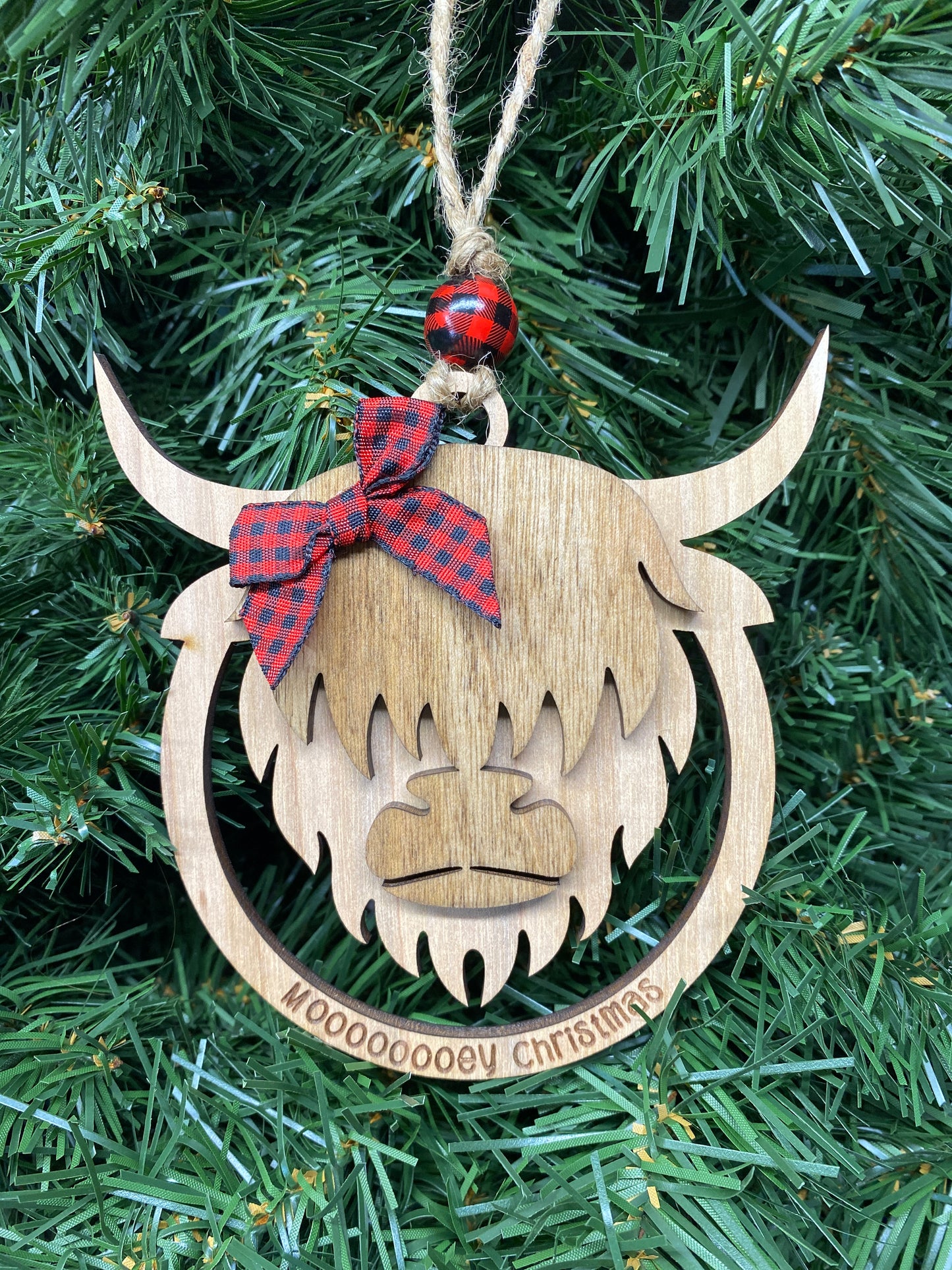 Highland Cow Mooooooooey Christmas Ornament