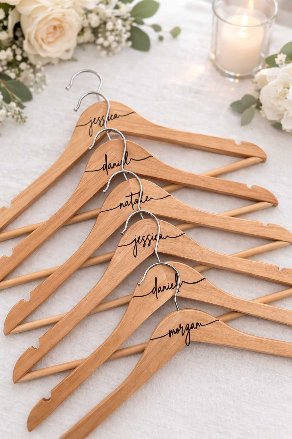 Personalized Wood Bridal Party Hangers – Custom Name Wedding Hangers for Bride, Groom & Bridal Party