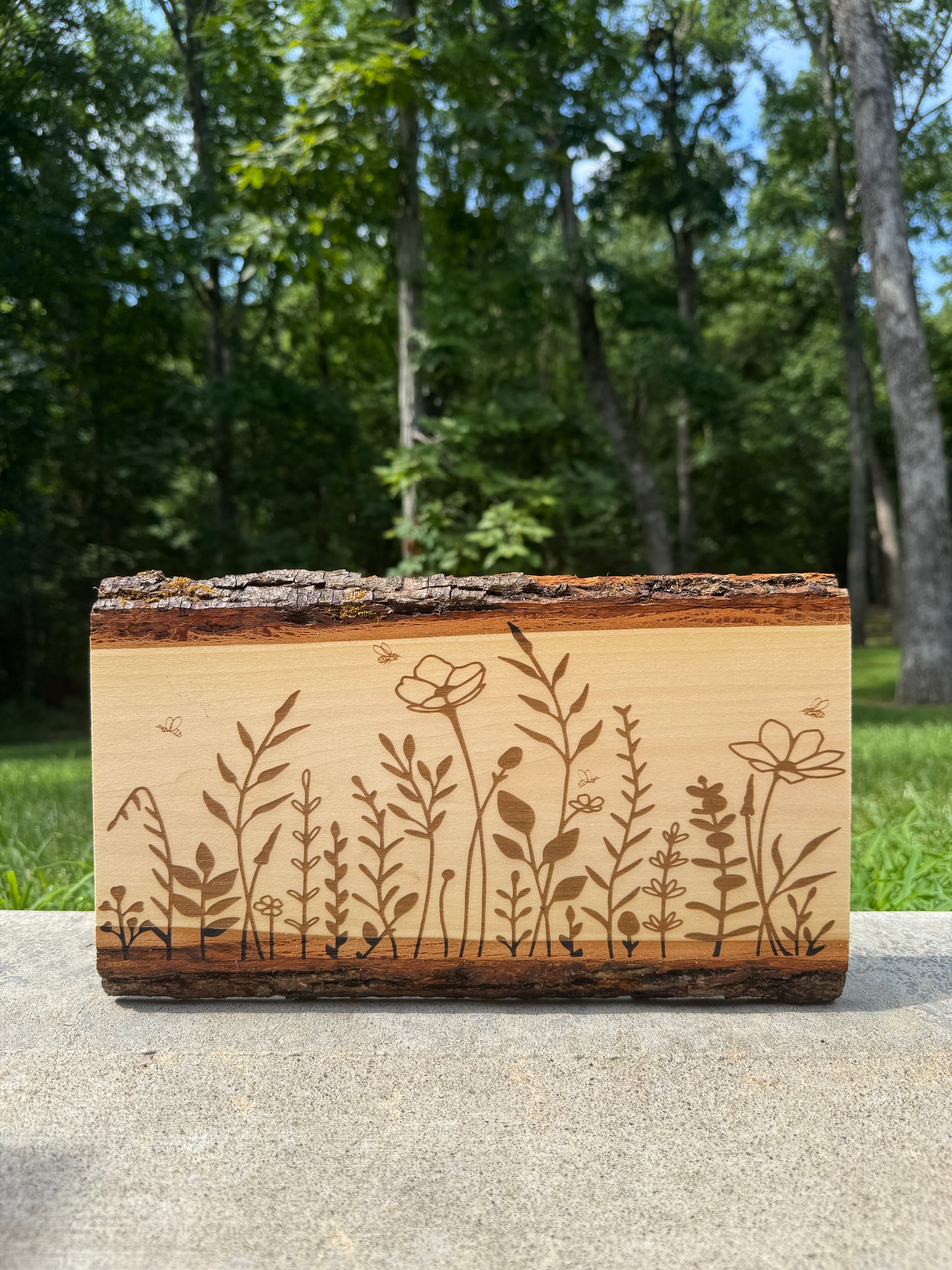 Wildflower and Bee Rustic Wood Decor