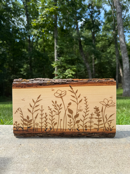 Wildflower and Bee Rustic Wood Decor
