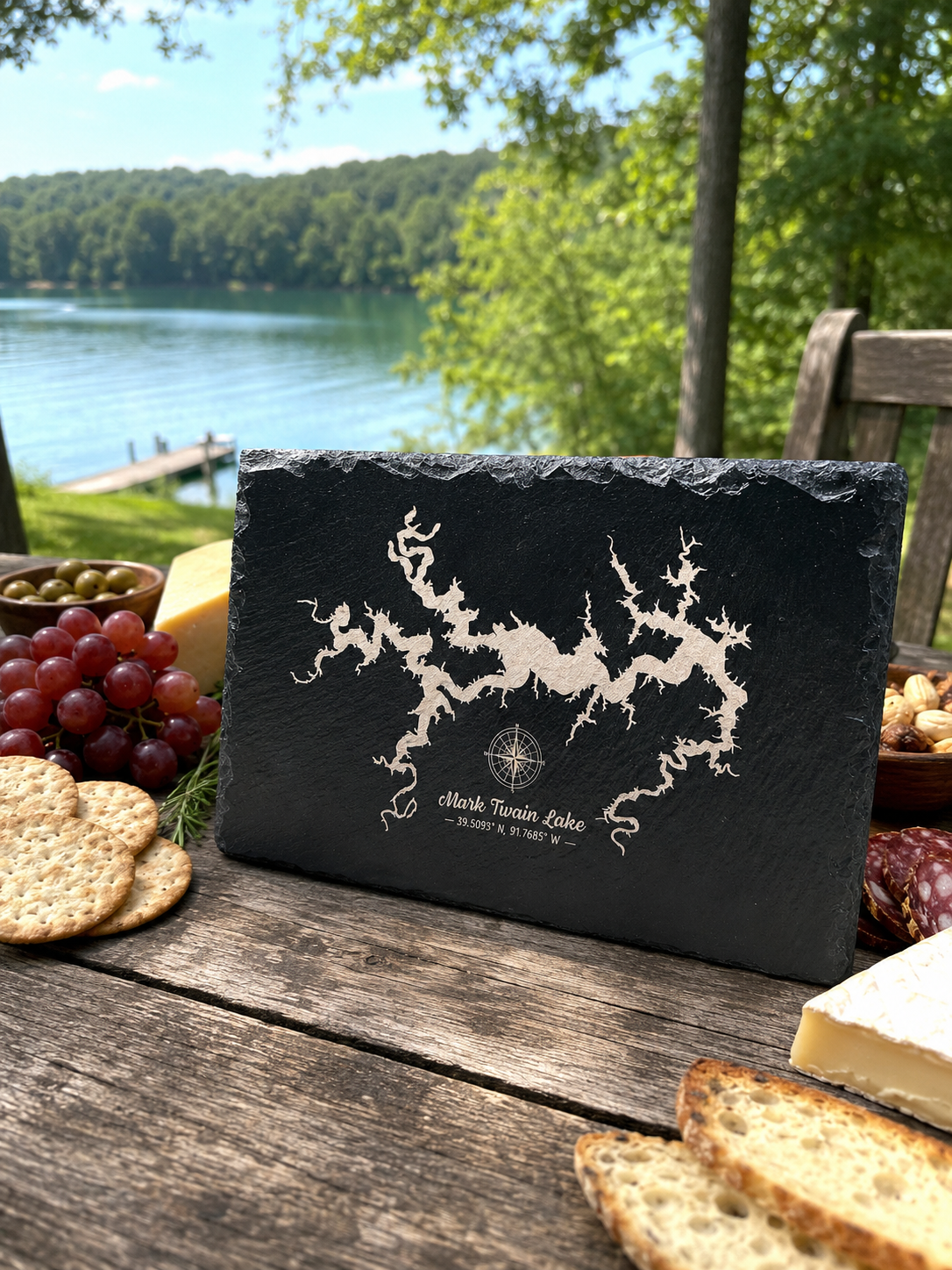 Missouri Lakes -  Engraved Slate Serving Board – Elegant and Functional