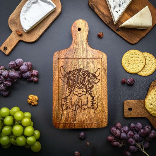 Highland Cow Acacia Cheese Board