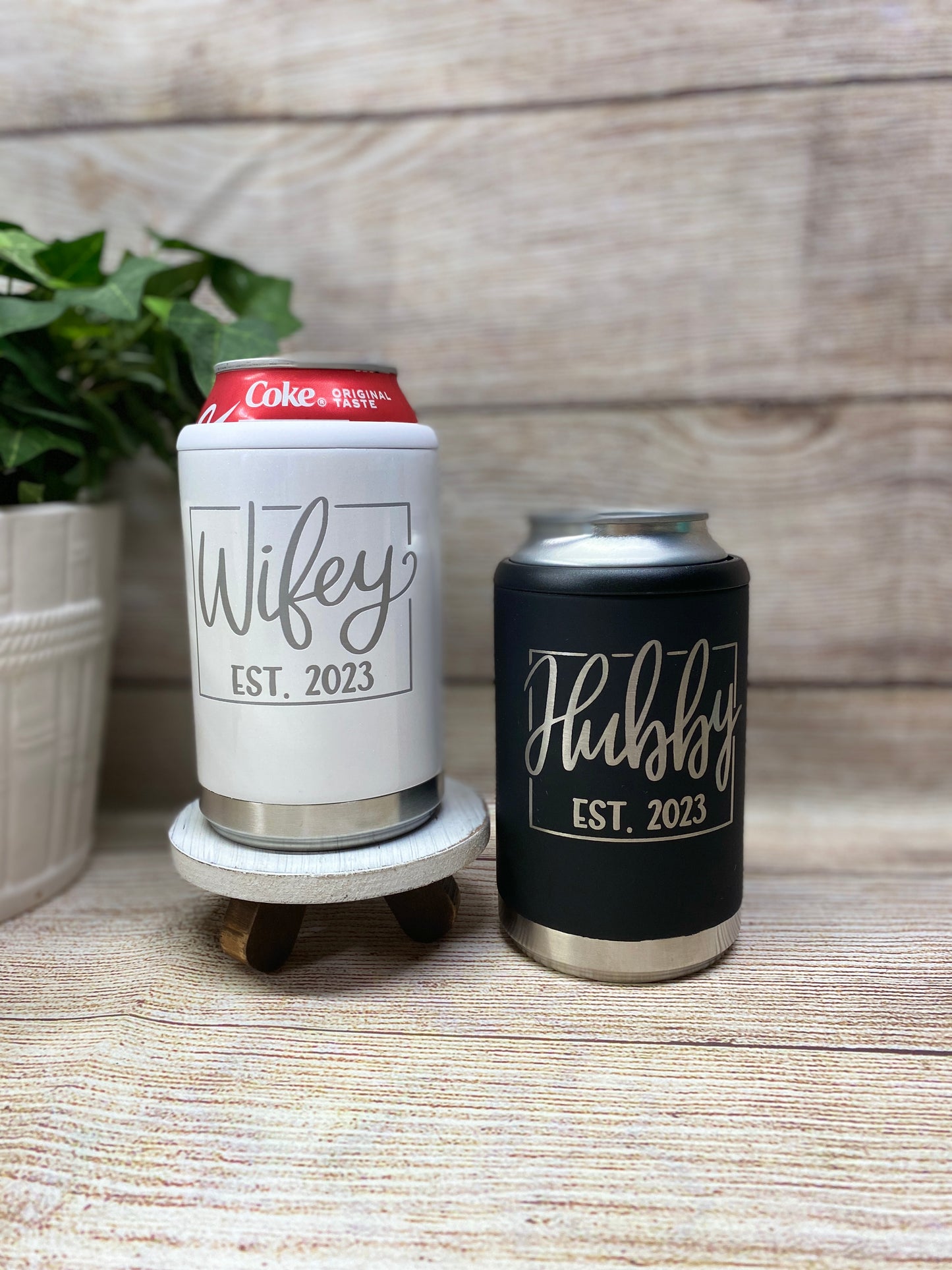 Wifey and Hubby Can Cooler with Est. Date