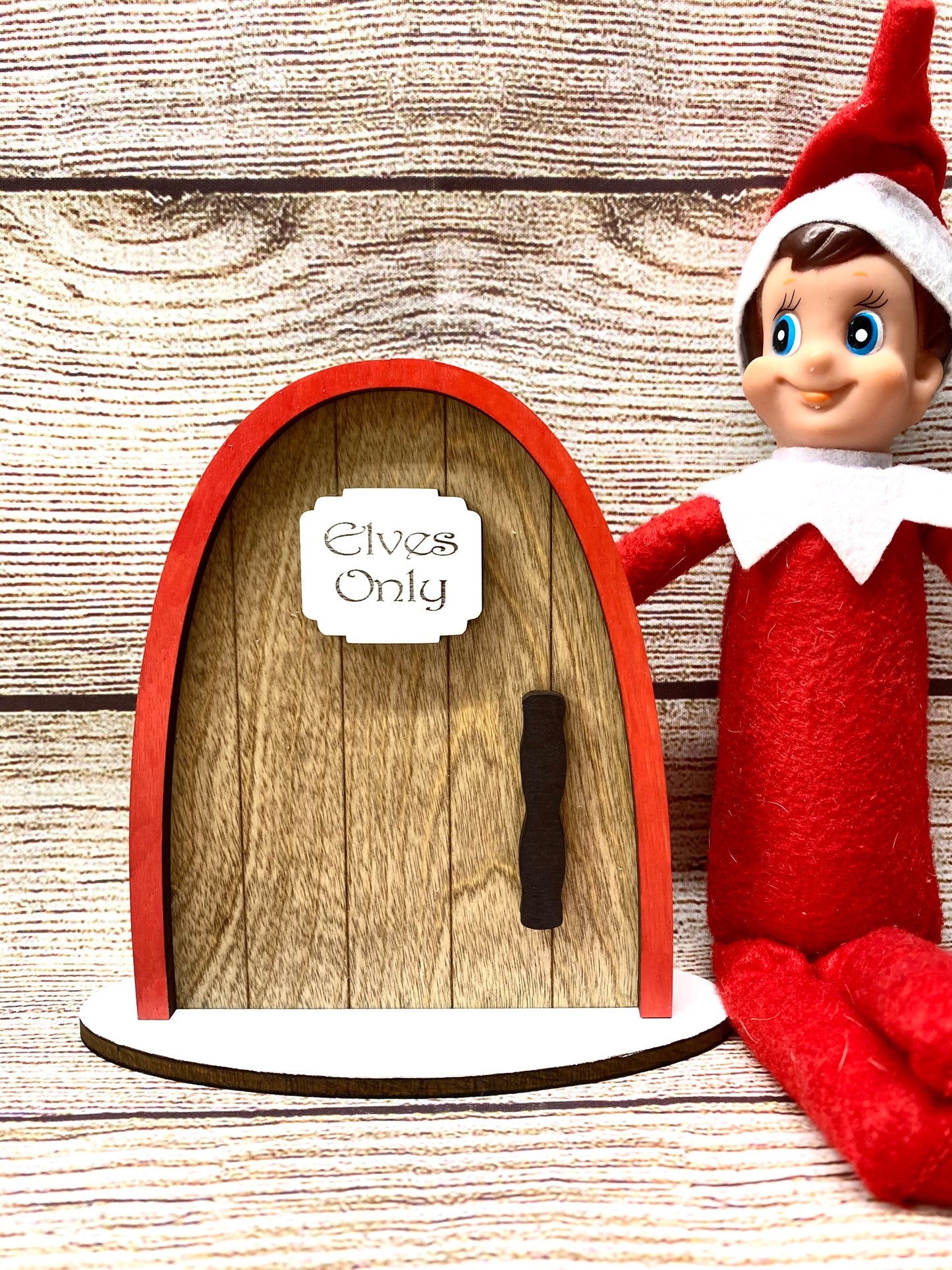 Wood Christmas Elf Entrance Door