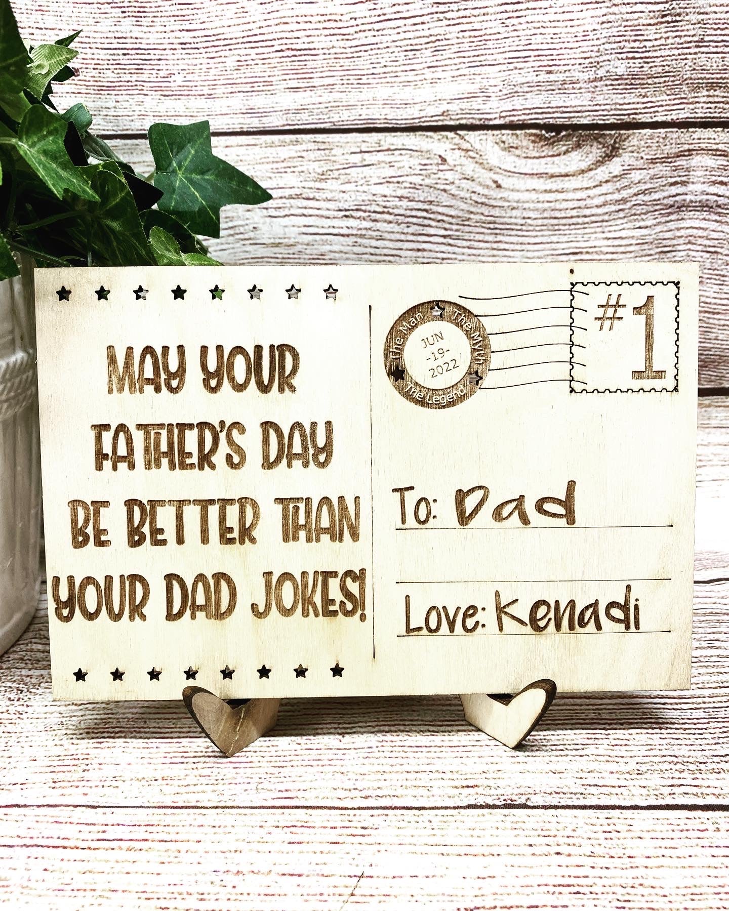 Father's Day Wood Postcard and Stand