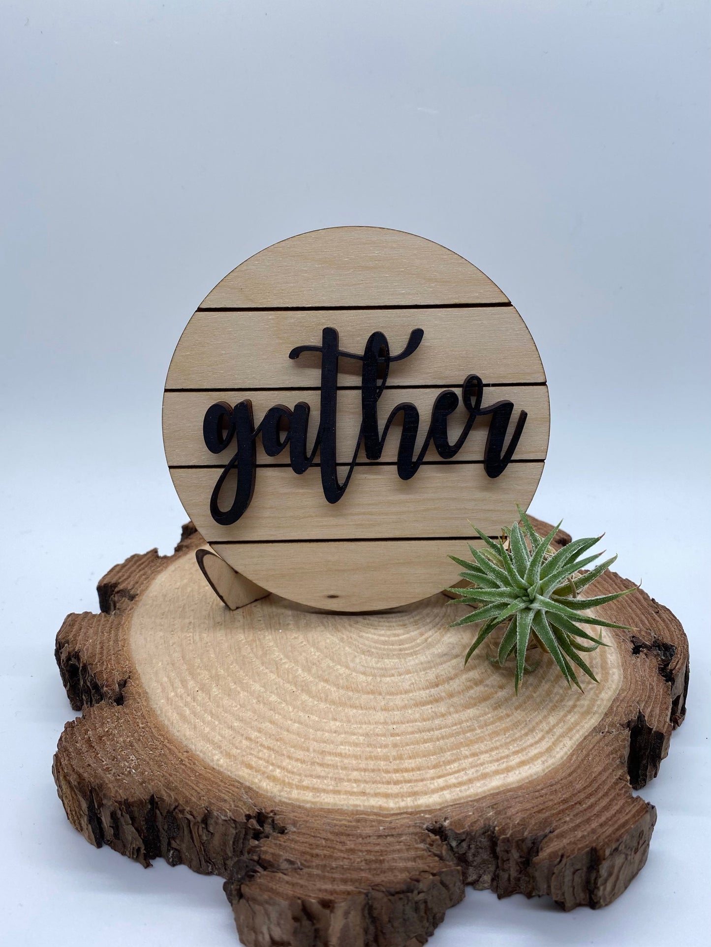 Gather Tiered Tray Sign, Shiplap Inspired Tray Sign, Tiered Tray Decor, 4” Round Tiered Tray Sign, Wood Tiered Tray Sign, Tiered Tray