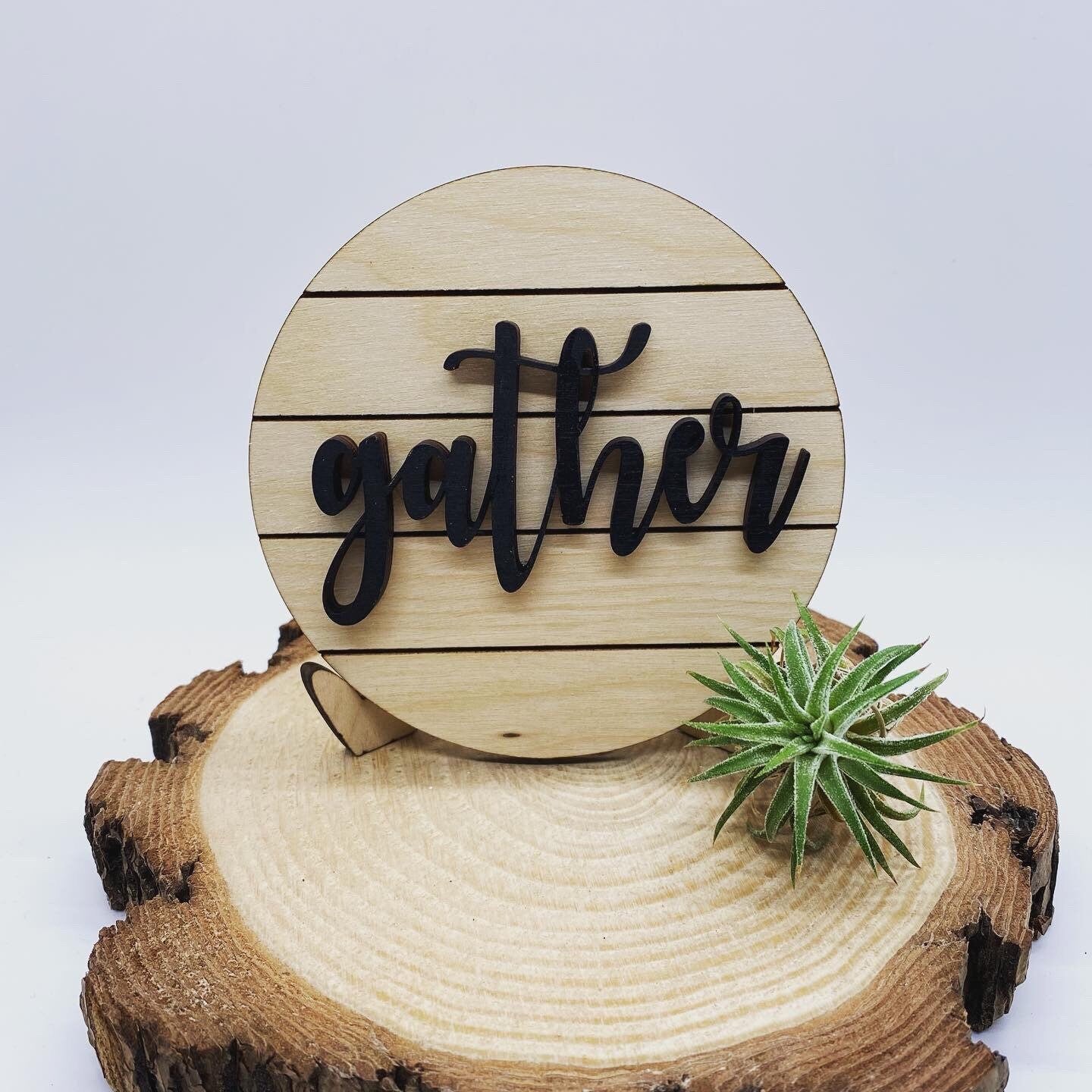 Gather Tiered Tray Sign, Shiplap Inspired Tray Sign, Tiered Tray Decor, 4” Round Tiered Tray Sign, Wood Tiered Tray Sign, Tiered Tray