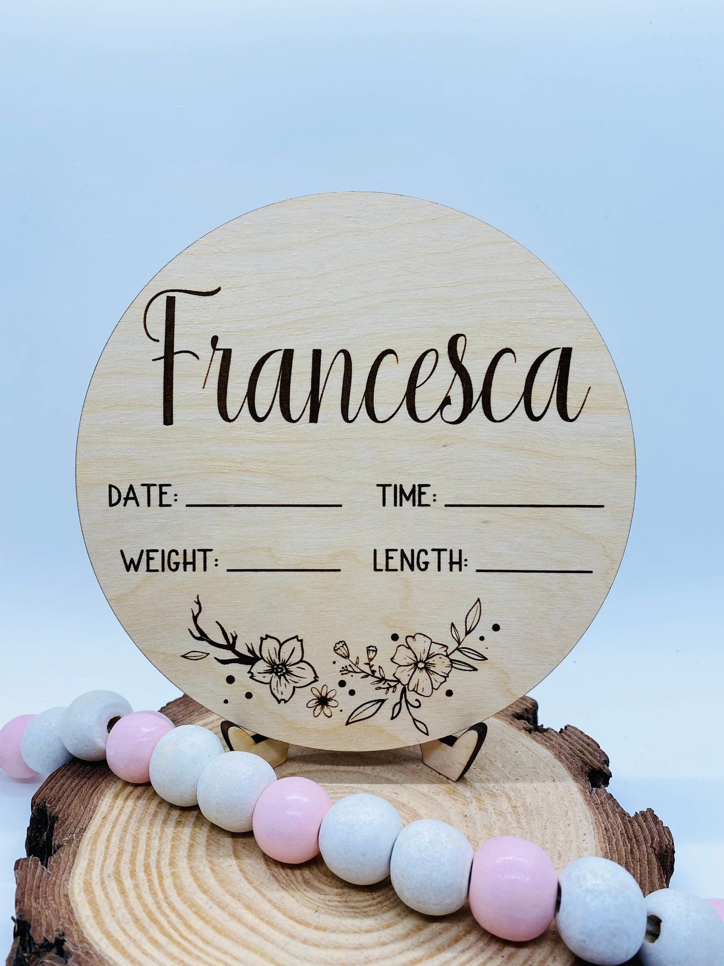 Personalized Wood Engraved Baby Announcement, New Arrival Baby Announcement, Baby Milestone, Hello World Baby Stats