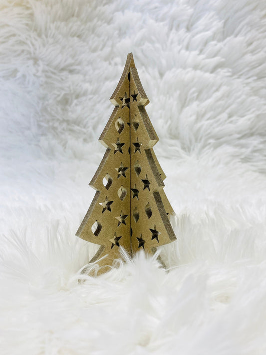 Christmas Tiered Tray Tree, Small Gold Christmas Tree, Wood Christmas Tree, 3D Wood Cut Christmas Tree, Wood Holiday Tiered Tray Tree