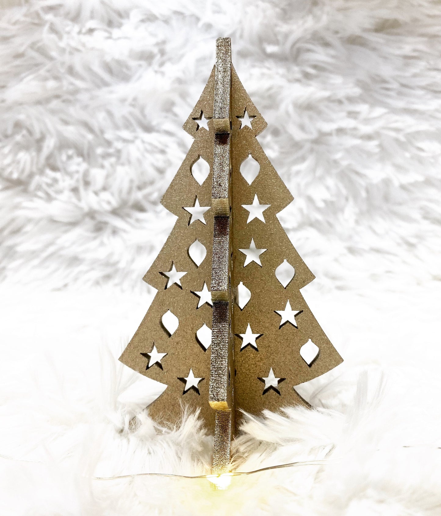 Christmas Tiered Tray Tree, Small Gold Christmas Tree, Wood Christmas Tree, 3D Wood Cut Christmas Tree, Wood Holiday Tiered Tray Tree