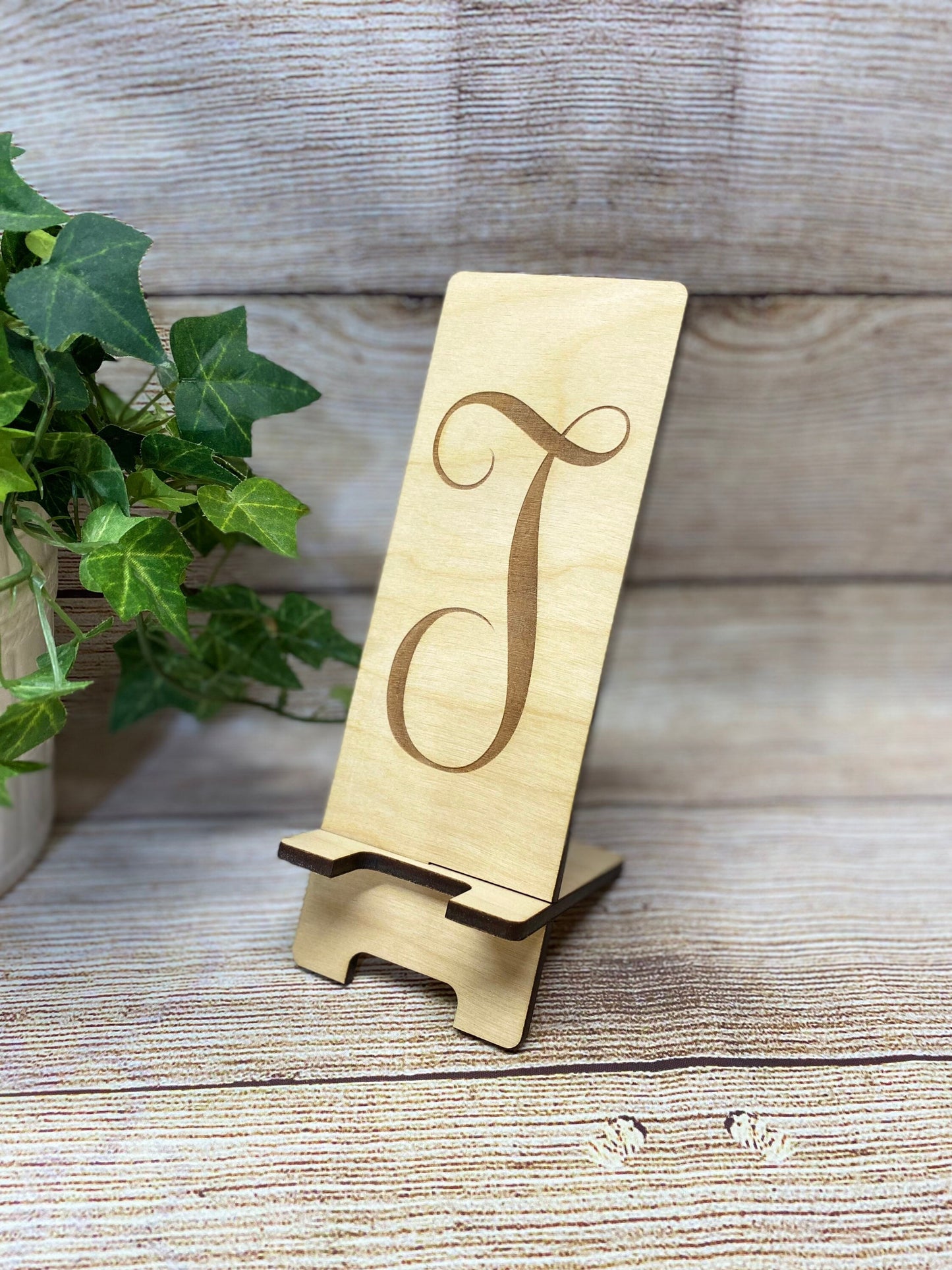 Wood Engraved Cell Phone Stand, Personalized Phone Stand, Office Gifts, Stocking Stuffer, Monogram Cell Phone Stand