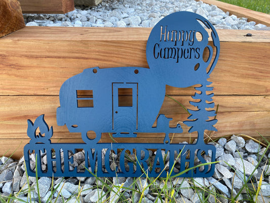 Happy Camper Personalized Wood Door Hanger