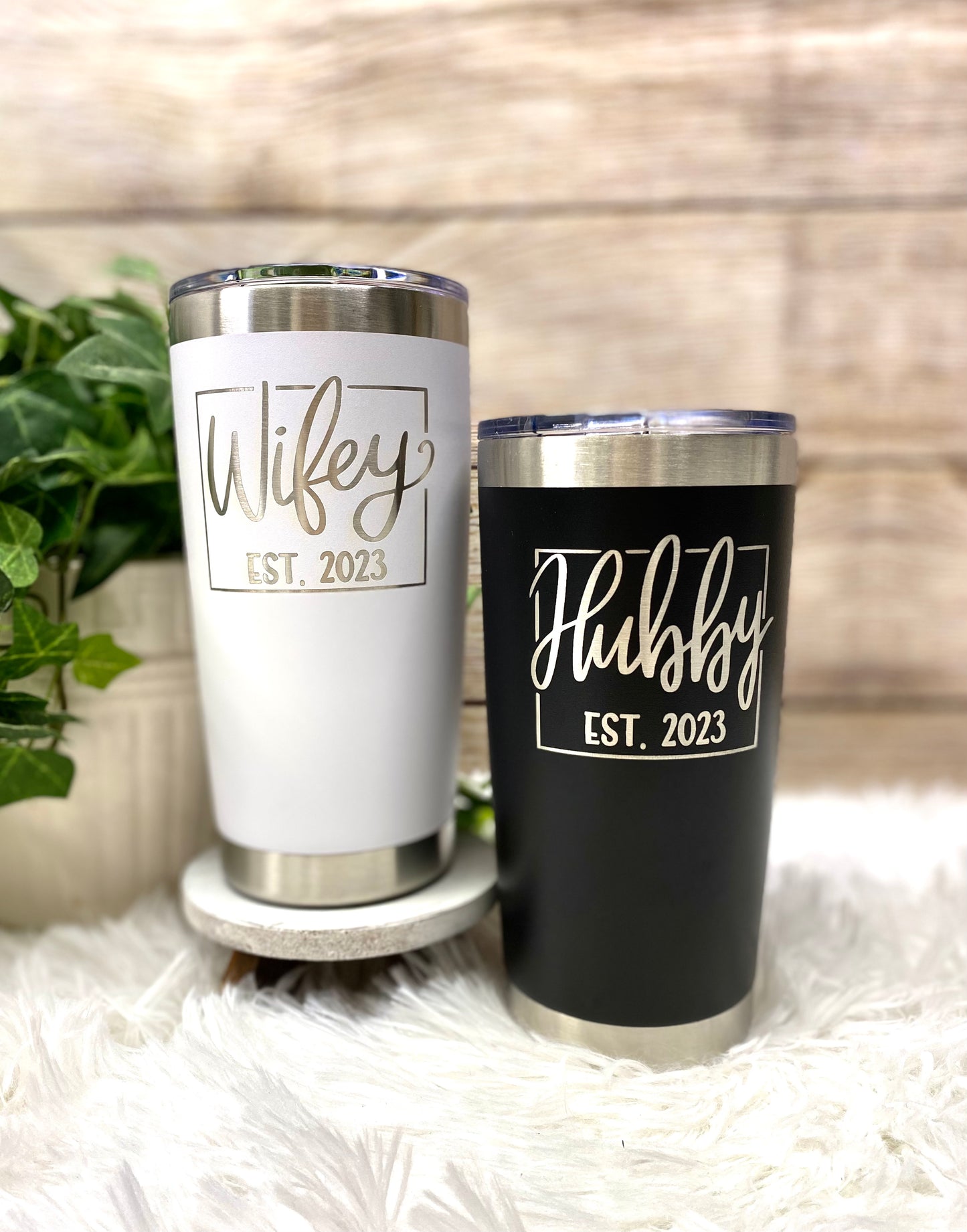 Wifey Hubby Personalized Tumbler Gift Set