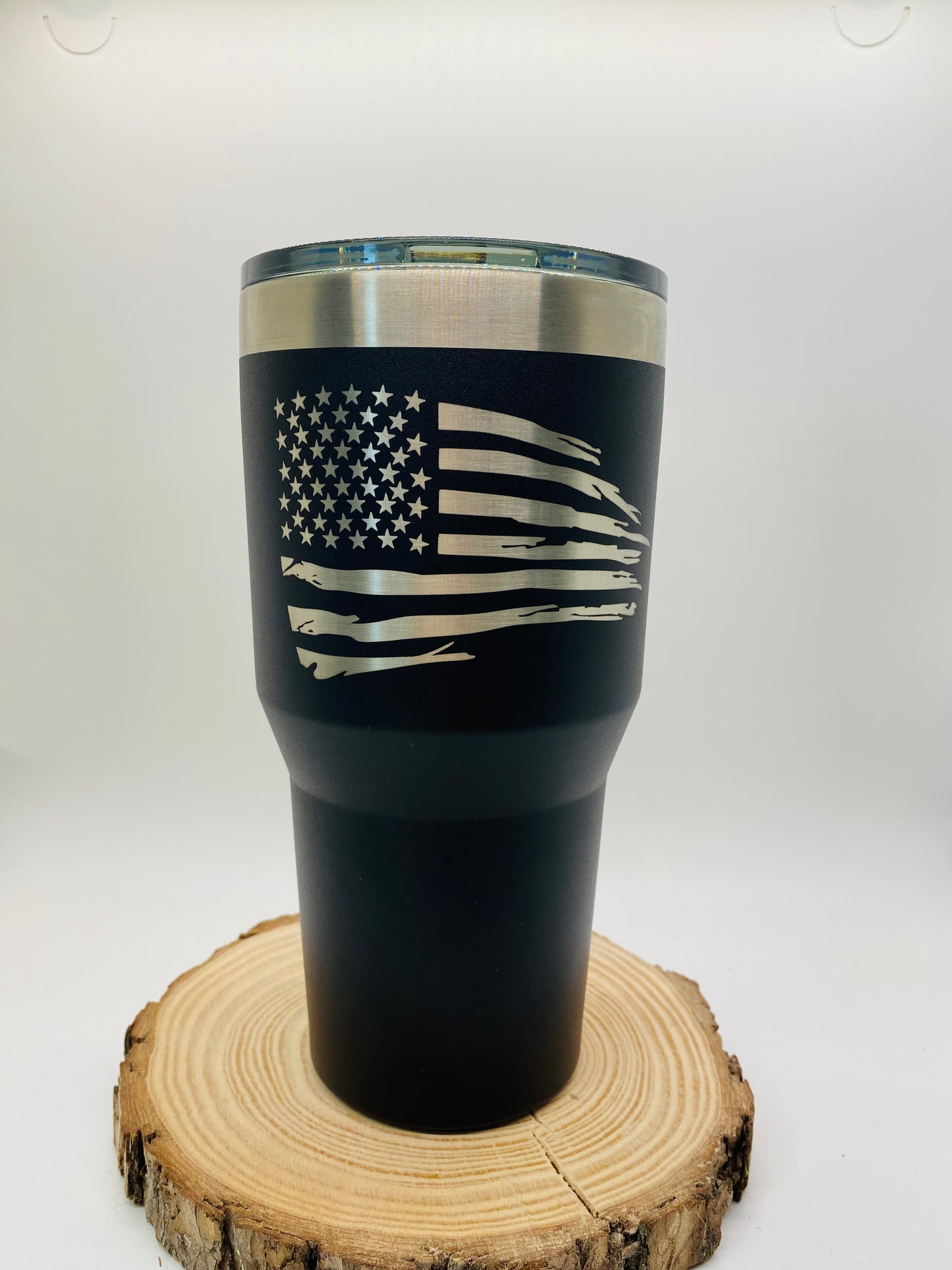 Laser Engraved Distressed American Flag Tumber