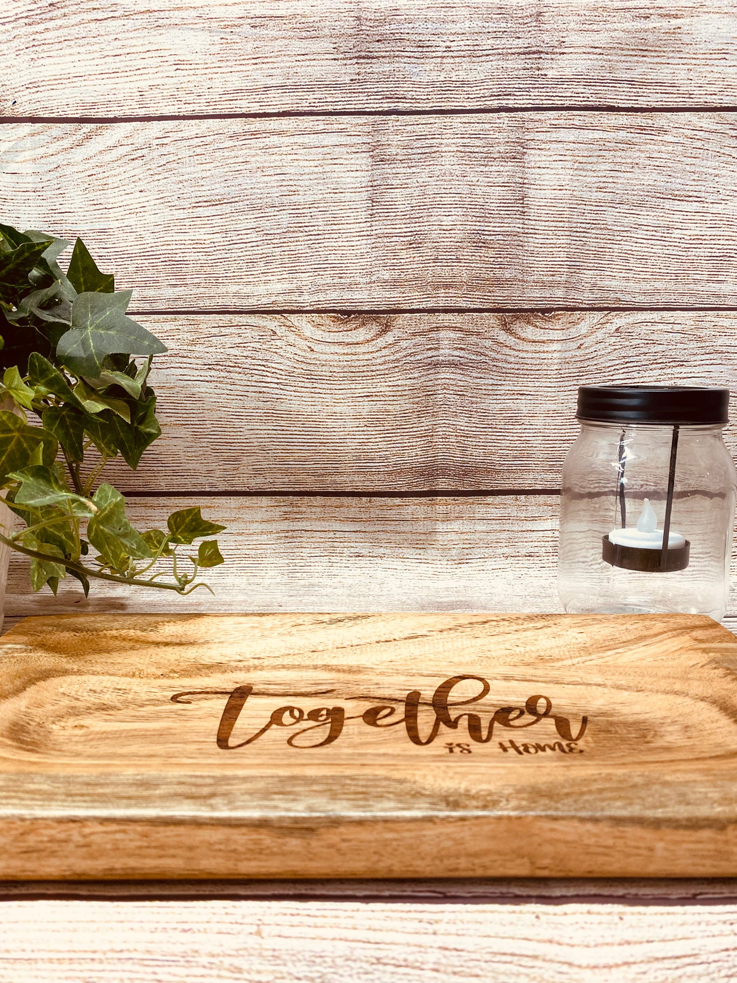 Together Is Home Platter, Engraved Wood Acacia Platter