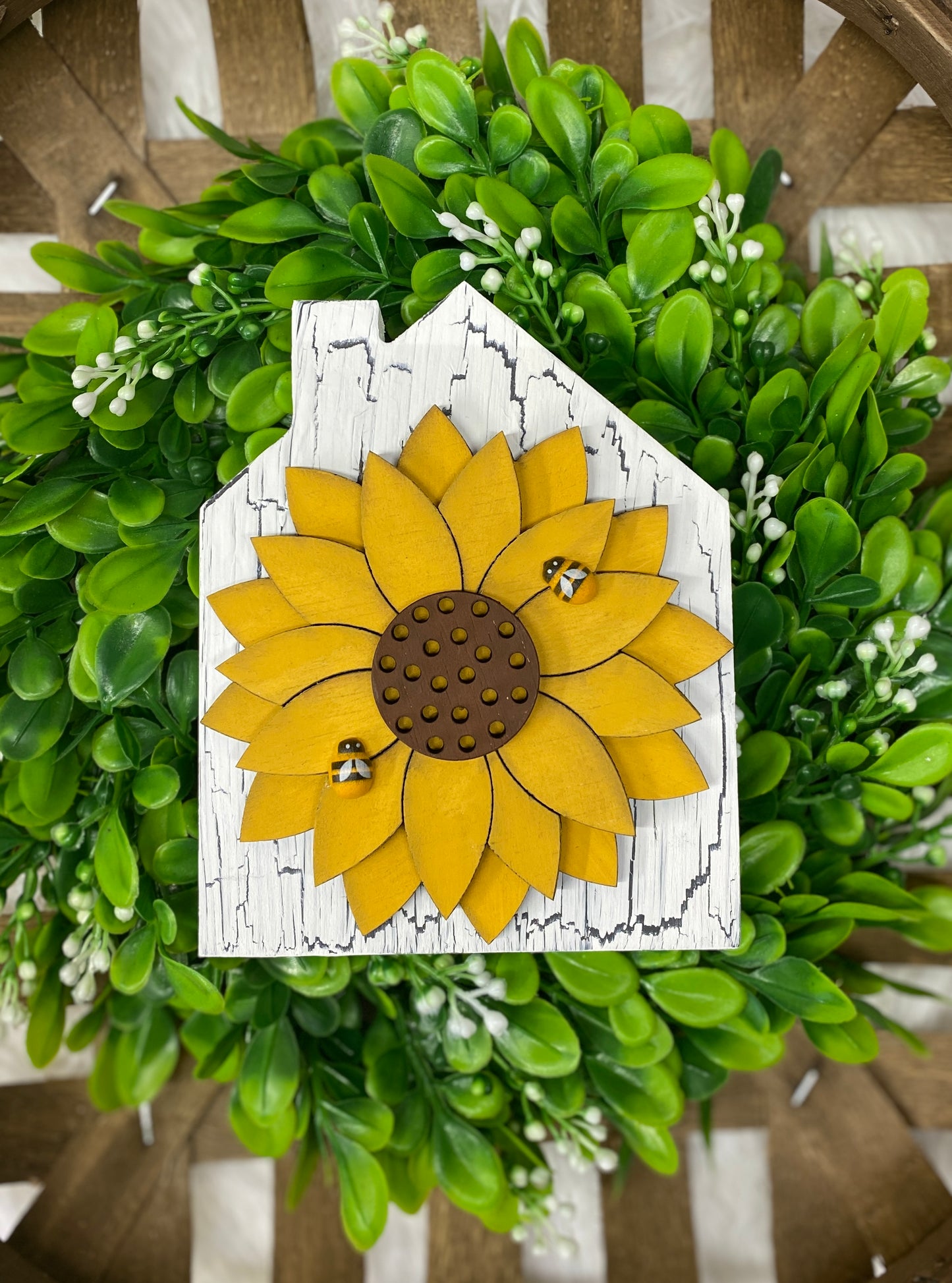 Rustic Farmhouse Sunflower Shelf Decor