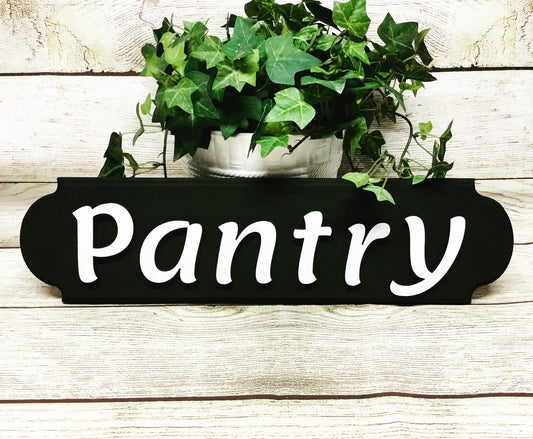 CLOSEOUT - Wood Kitchen Pantry Sign, Laser Cut Pantry Sign, Wood Farmhouse Kitchen Pantry Sign, Black and White Wood Pantry Sign