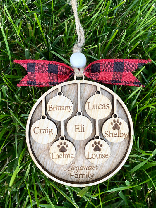 Personalized Family Christmas Ornament. Choose between 2-7 family size. Include pets on your ornament as well. 