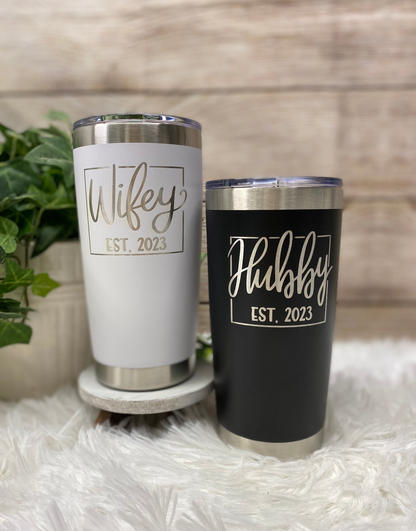 Wifey Hubby Personalized Tumbler Gift Set
