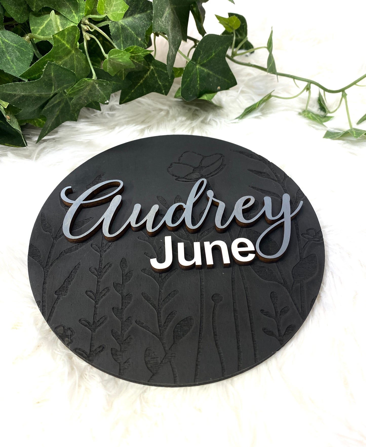 Personalized Wildflower Baby Name Announcement Sign