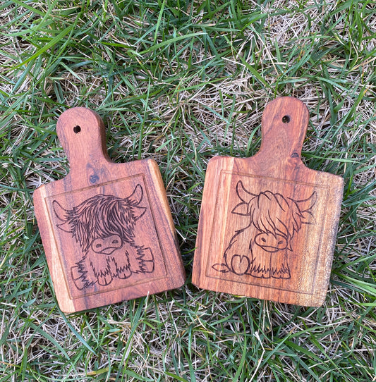 Highland Cow Acacia Cheese Board
