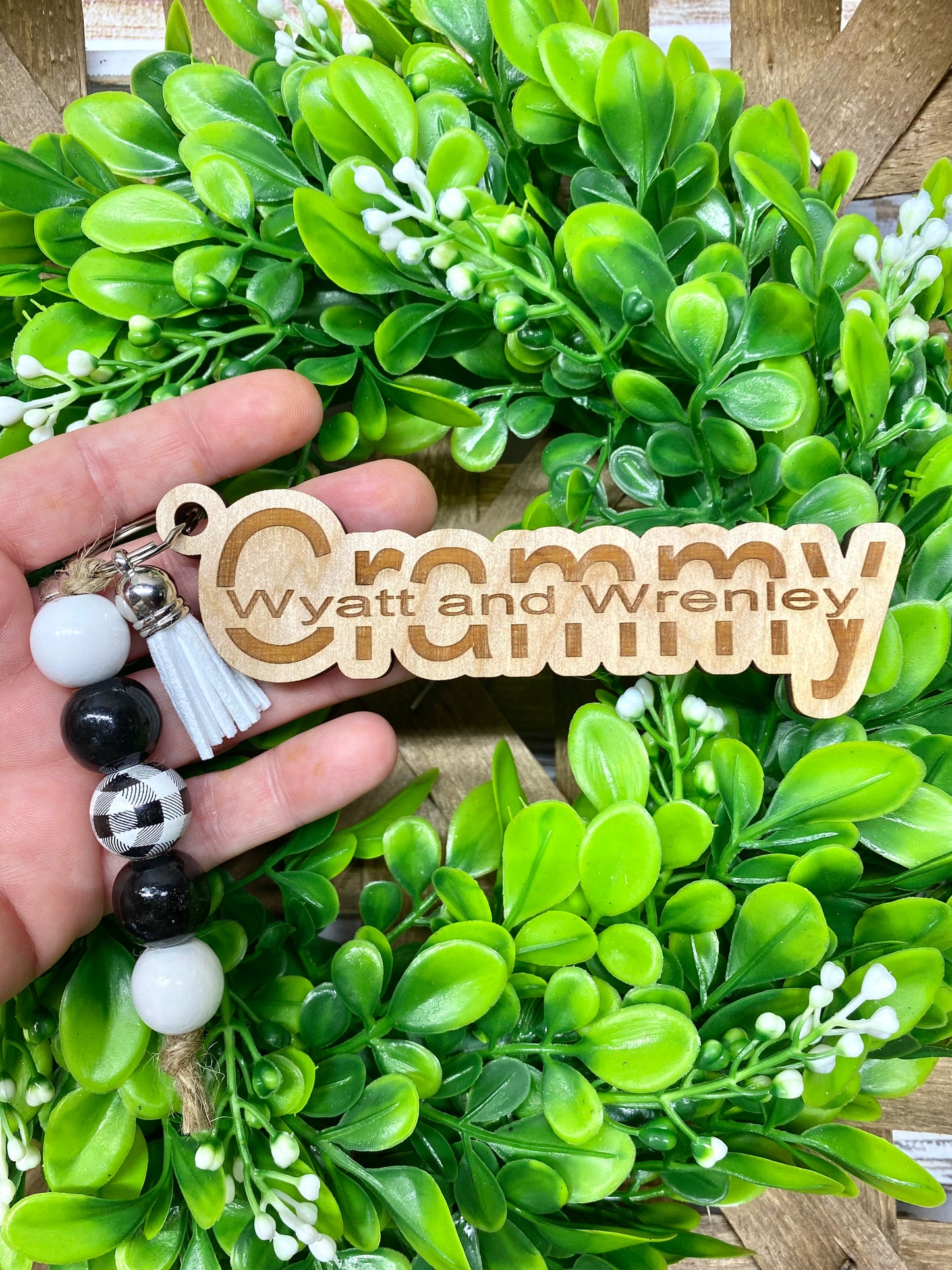 Grammy Personalized Keychain with Kids Names, Wood Engraved Grammy Keychain, Mother's Day Gift from Grandkids, Grandma Gift